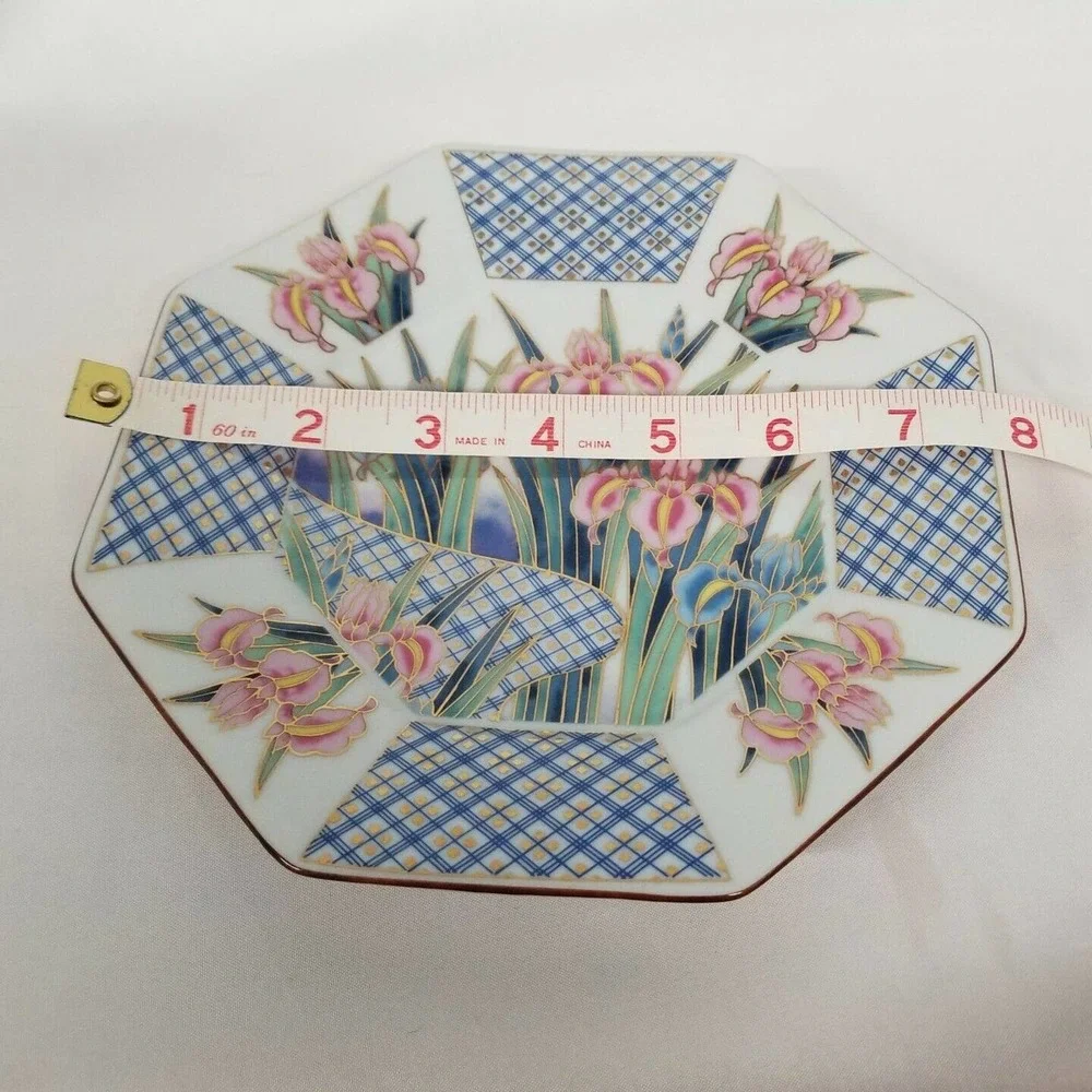 Vintage Ayame Octagonal Pink Blue Iris 7.5